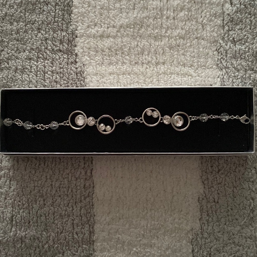Swarovski Clear Crystal Circle Bracelet Silver Tone